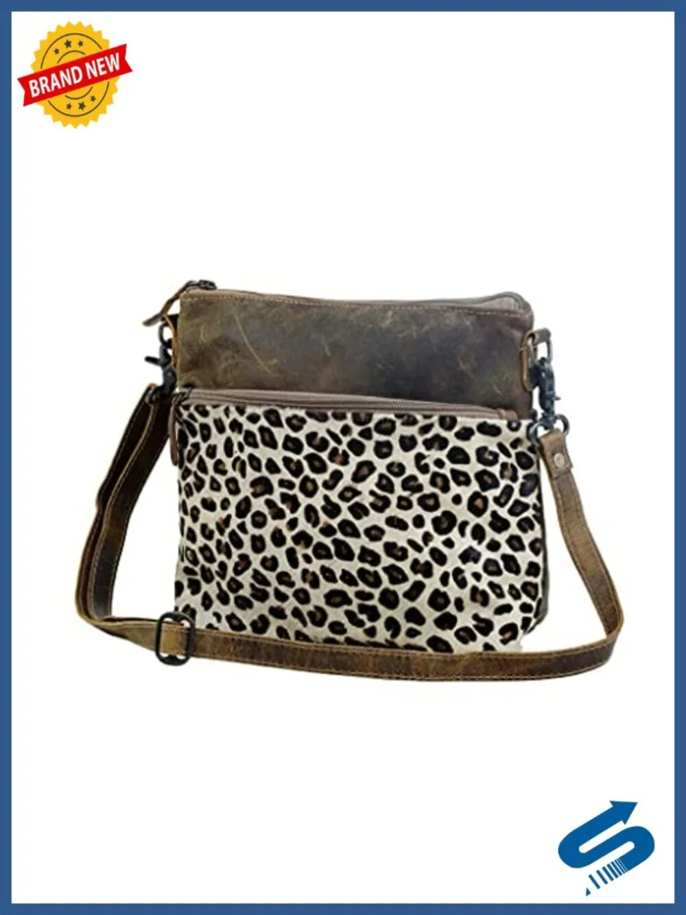 Hobo Shoulder Bag Real Cowhide Hairon Leopard Print